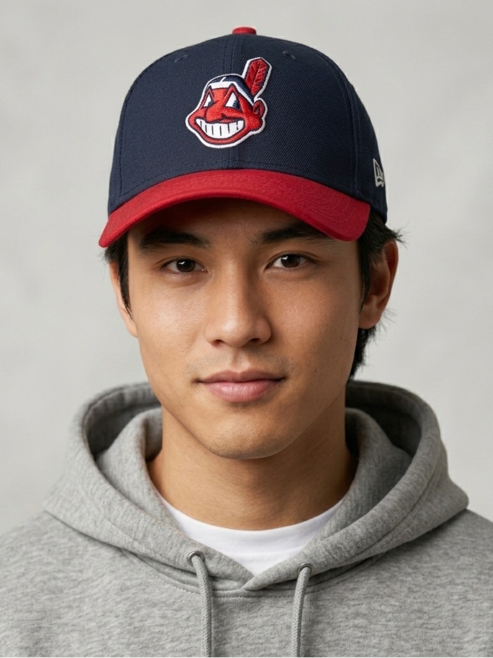 New Era 9FORTY Cleveland Indians Hat Cap Chief Wahoo Navy Red Adjustable MLB